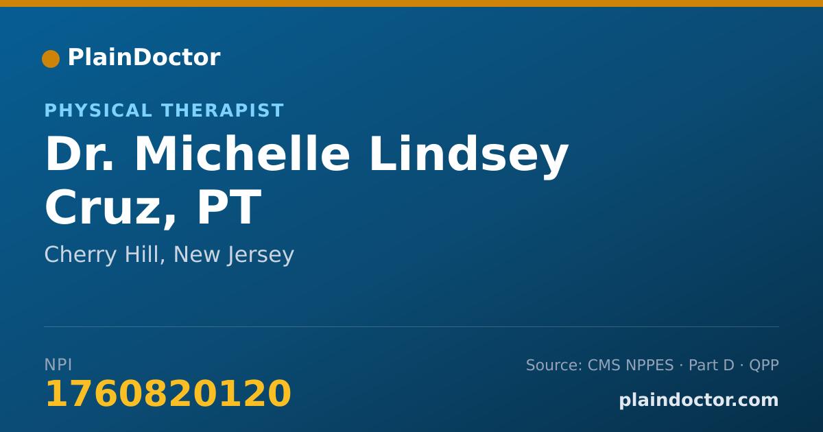 Shareable card for Michelle Lindsey Cruz, PT - Physical Therapist, Cherry Hill, NJ