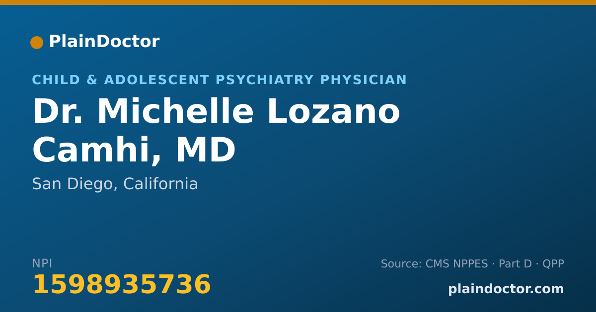 Shareable card for Michelle Lozano Camhi, MD - Child & Adolescent Psychiatry Physician, San Diego, CA