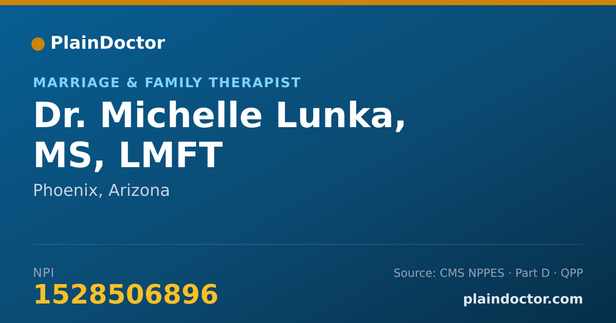 Shareable card for Michelle Lunka, MS, LMFT - Marriage & Family Therapist, Phoenix, AZ