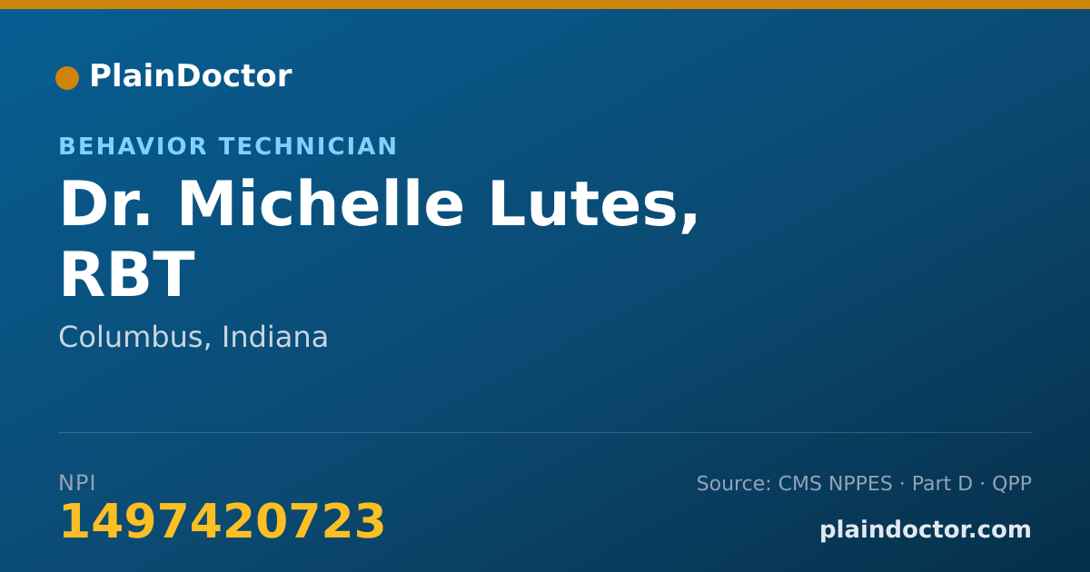 Shareable card for Michelle Lutes, RBT - Behavior Technician, Columbus, IN