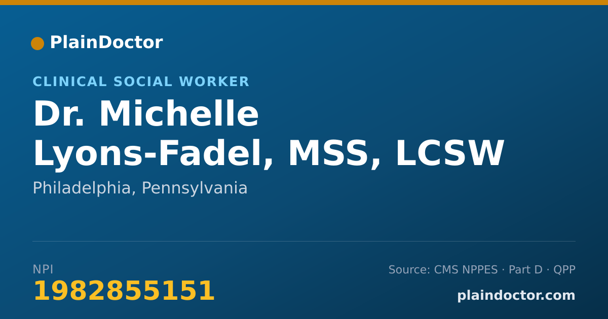 Shareable card for Michelle Lyons-Fadel, MSS, LCSW - Clinical Social Worker, Philadelphia, PA