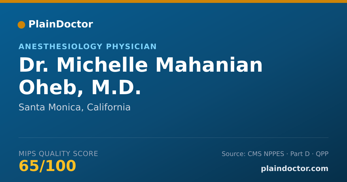 Shareable card for Michelle Mahanian Oheb, M.D. - Anesthesiology Physician, Santa Monica, CA