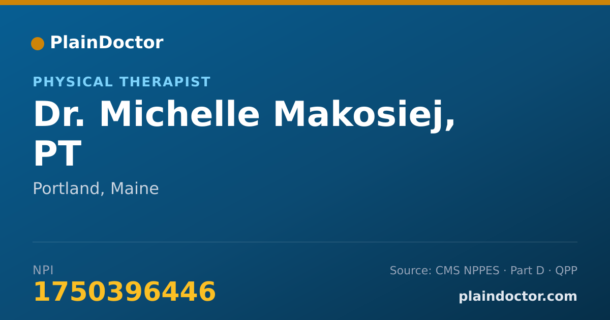 Shareable card for Michelle Makosiej, PT - Physical Therapist, Portland, ME