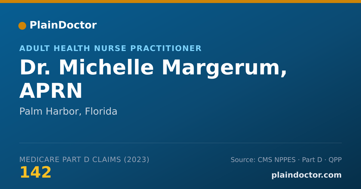 Shareable card for Michelle Margerum, APRN - Adult Health Nurse Practitioner, Palm Harbor, FL