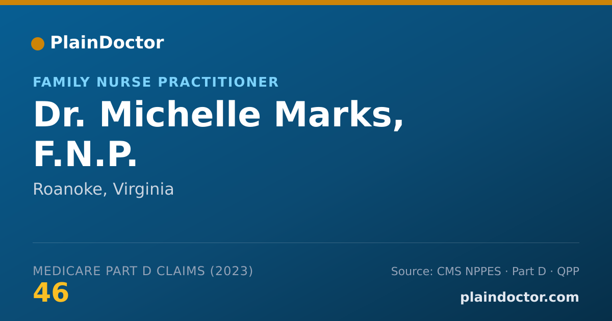 Shareable card for Michelle Marks, F.N.P. - Family Nurse Practitioner, Roanoke, VA