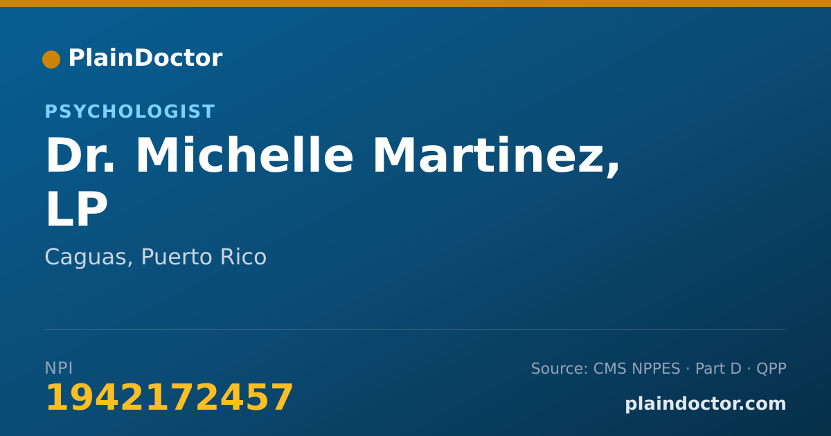 Shareable card for Michelle Martinez, LP - Psychologist, Caguas, PR