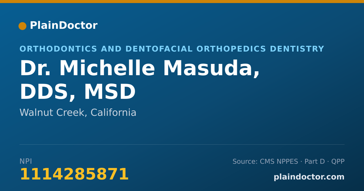 Shareable card for Michelle Masuda, DDS, MSD - Orthodontics and Dentofacial Orthopedics Dentistry, Walnut Creek, CA
