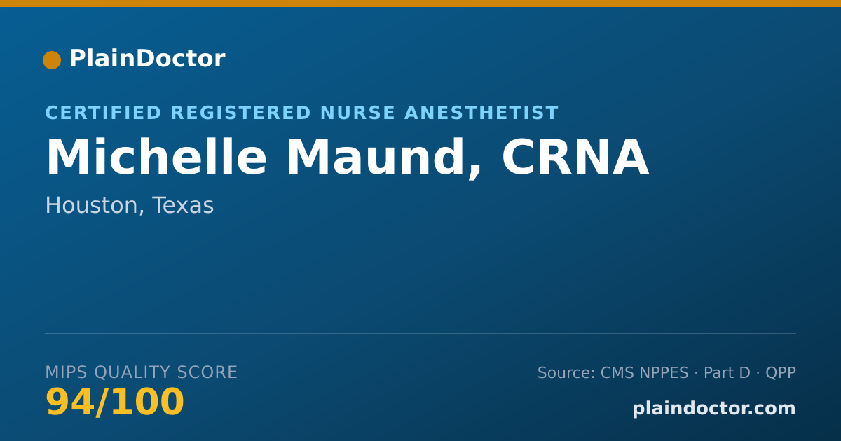Shareable card for Michelle Maund, CRNA - Certified Registered Nurse Anesthetist, Houston, TX