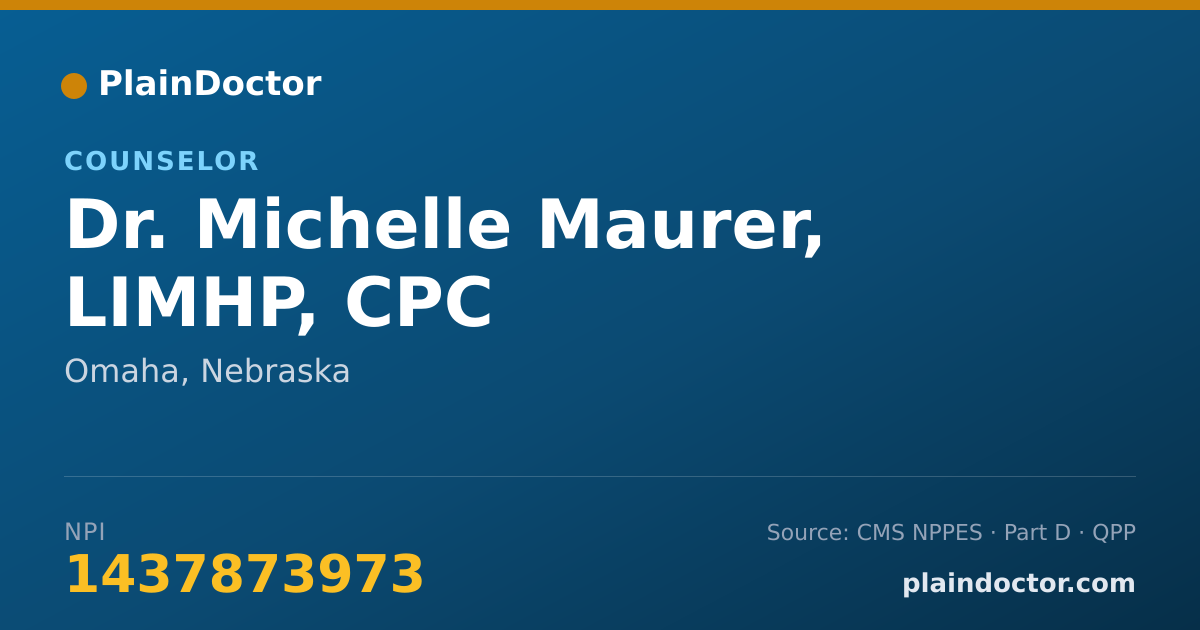 Shareable card for Michelle Maurer, LIMHP, CPC - Counselor, Omaha, NE