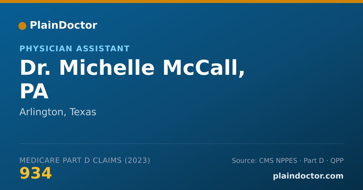 Shareable card for Michelle McCall, PA - Physician Assistant, Arlington, TX