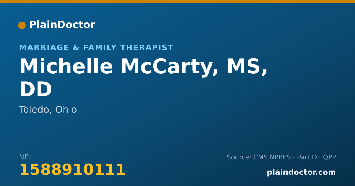 Shareable card for Michelle McCarty, MS, DD - Marriage & Family Therapist, Toledo, OH