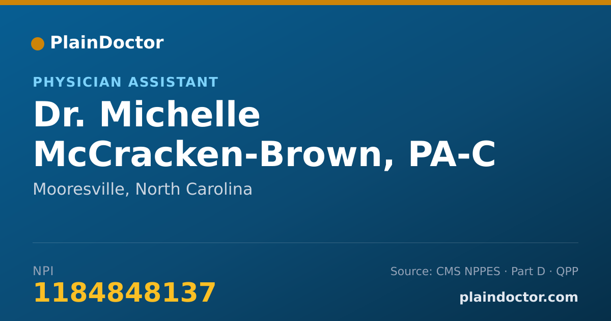 Shareable card for Michelle McCracken-Brown, PA-C - Physician Assistant, Mooresville, NC