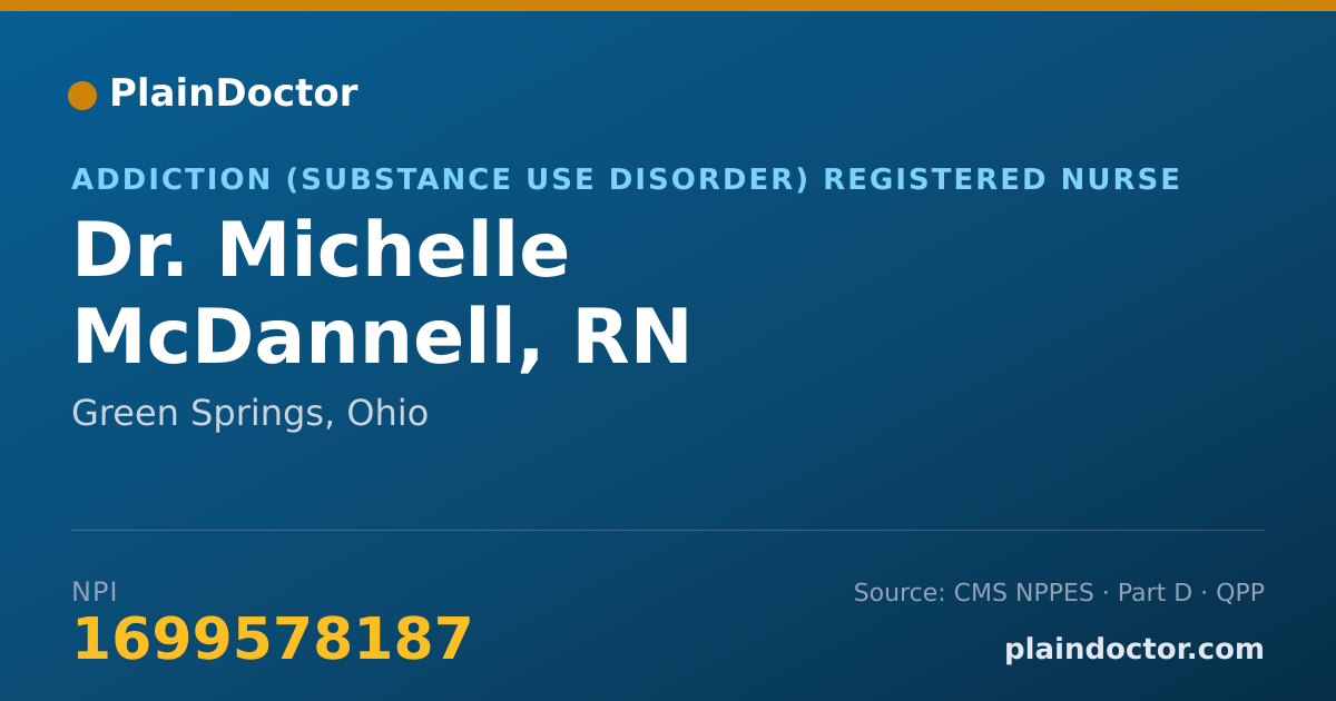 Shareable card for Michelle McDannell, RN - Addiction (Substance Use Disorder) Registered Nurse, Green Springs, OH