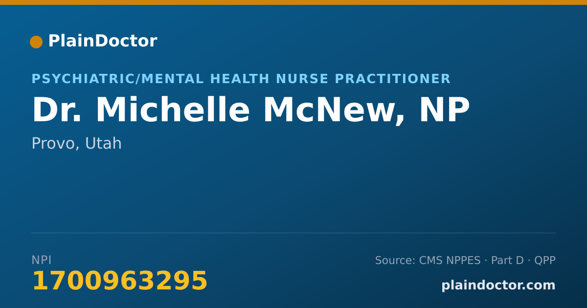 Shareable card for Michelle McNew, NP - Psychiatric/Mental Health Nurse Practitioner, Provo, UT