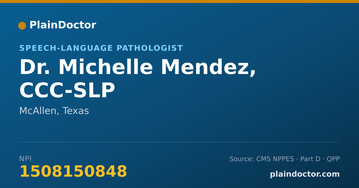 Shareable card for Michelle Mendez, CCC-SLP - Speech-Language Pathologist, McAllen, TX