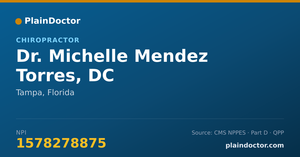 Shareable card for Michelle Mendez Torres, DC - Chiropractor, Tampa, FL
