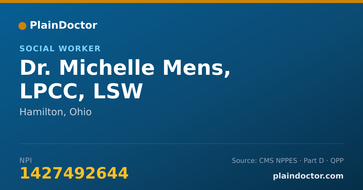 Shareable card for Michelle Mens, LPCC, LSW - Social Worker, Hamilton, OH