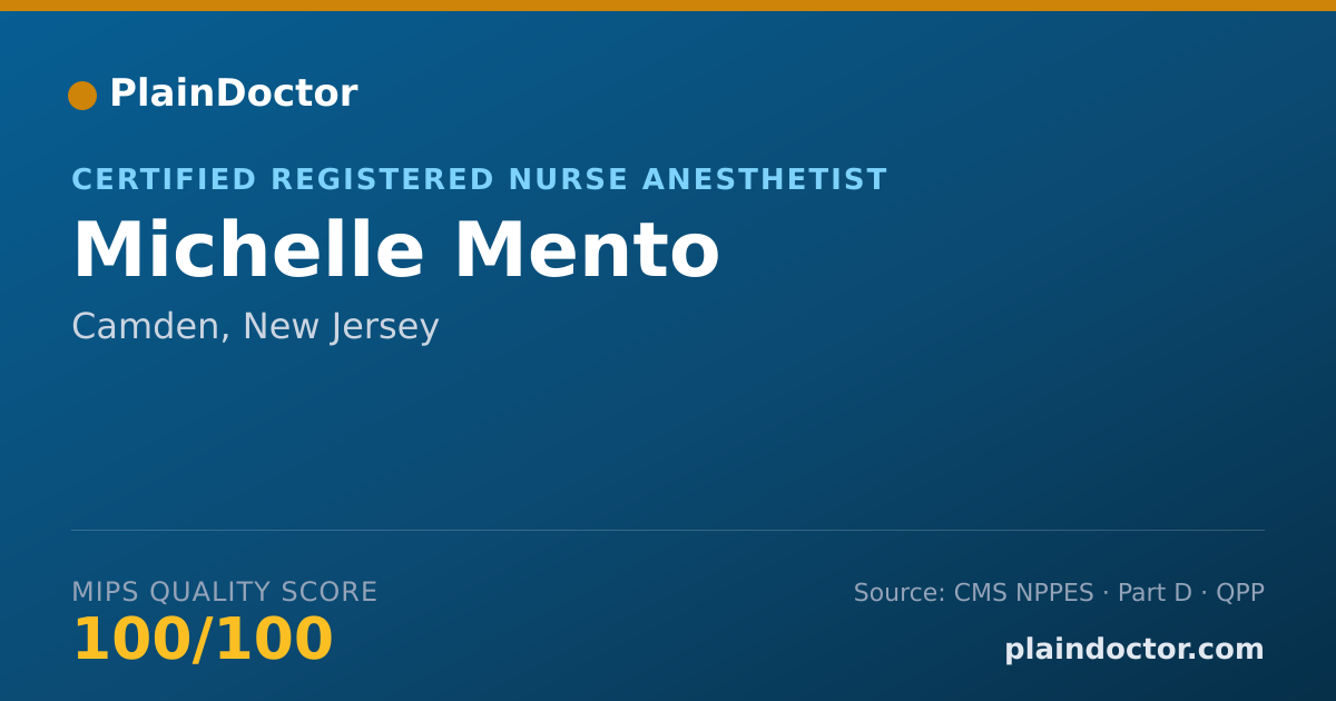 Shareable card for Michelle Mento - Certified Registered Nurse Anesthetist, Camden, NJ