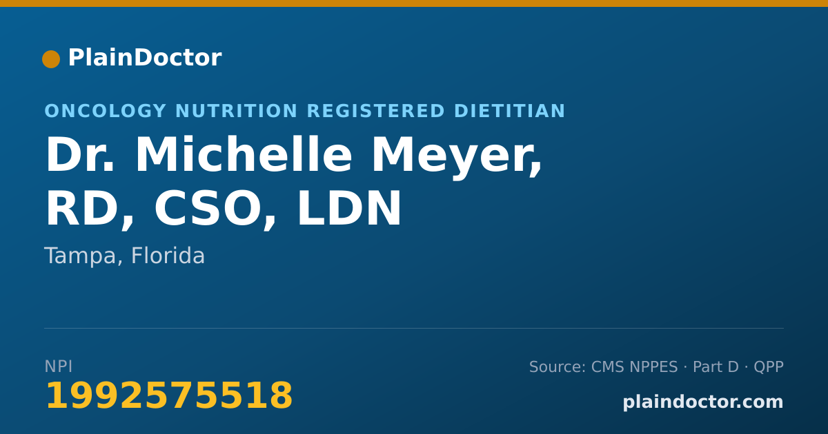 Shareable card for Michelle Meyer, RD, CSO, LDN - Oncology Nutrition Registered Dietitian, Tampa, FL