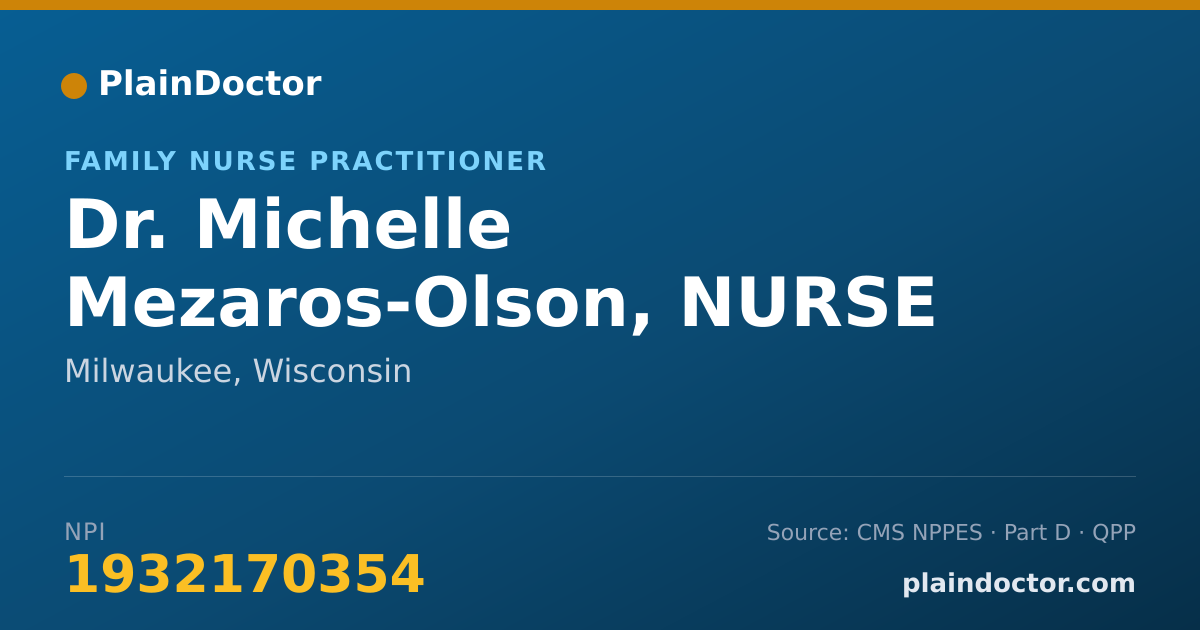 Shareable card for Michelle Mezaros-Olson, NURSE PRACITIONER - Family Nurse Practitioner, Milwaukee, WI