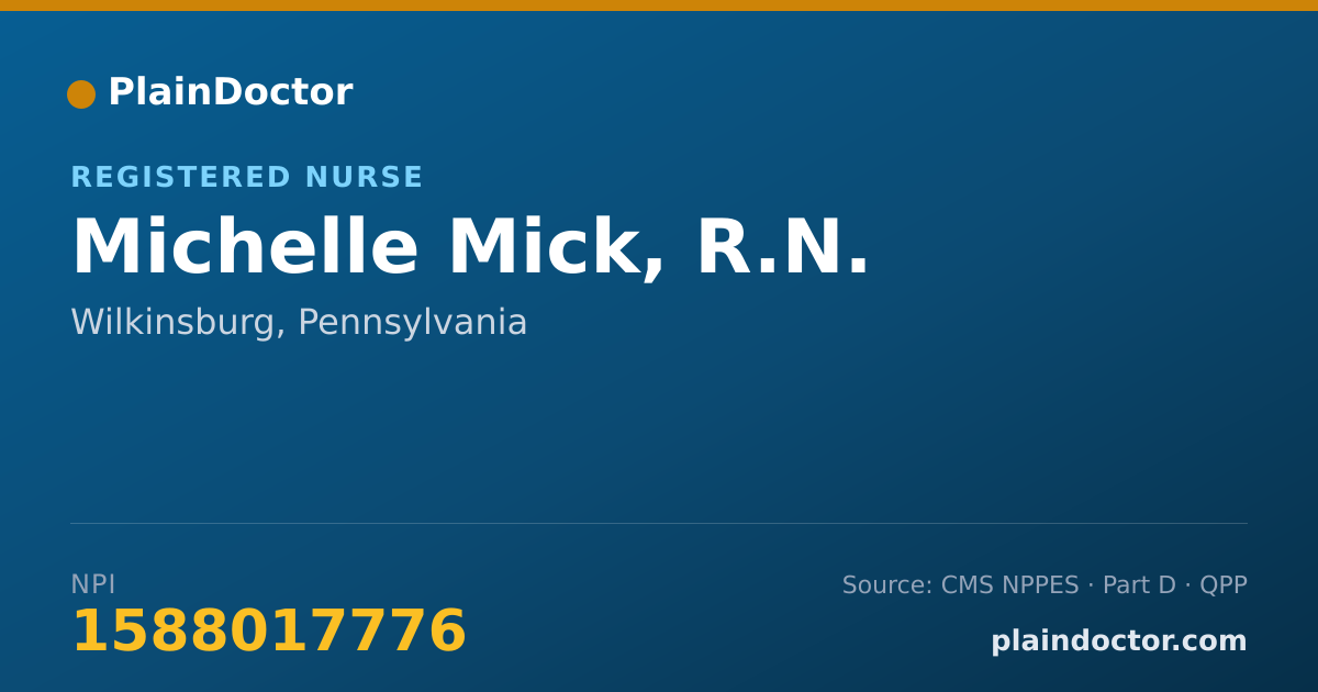 Shareable card for Michelle Mick, R.N. - Registered Nurse, Wilkinsburg, PA