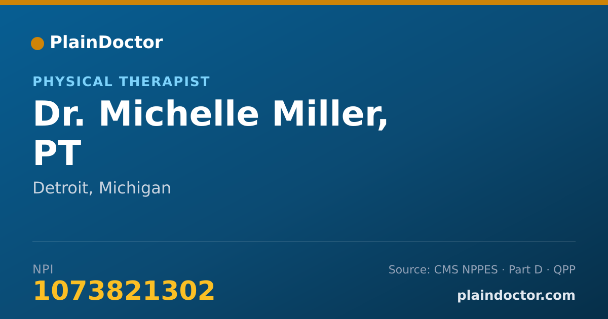 Shareable card for Michelle Miller, PT - Physical Therapist, Detroit, MI