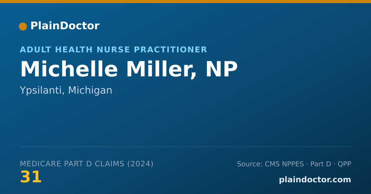 Shareable card for Michelle Miller, NP - Adult Health Nurse Practitioner, Ypsilanti, MI