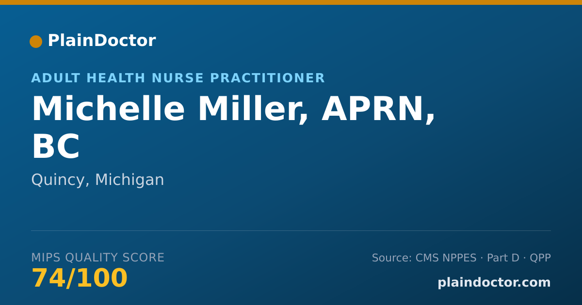 Shareable card for Michelle Miller, APRN, BC - Adult Health Nurse Practitioner, Quincy, MI