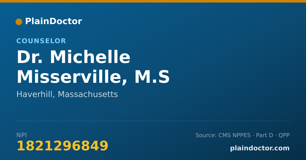 Shareable card for Michelle Misserville, M.S - Counselor, Haverhill, MA