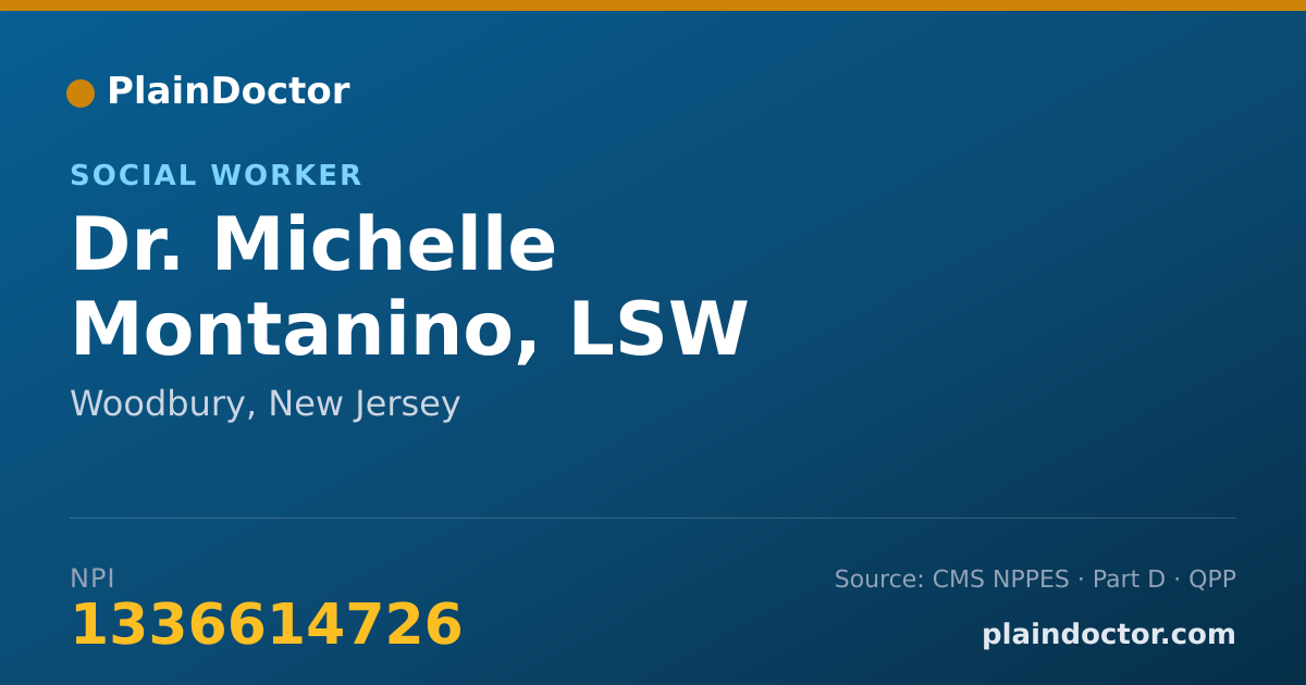 Shareable card for Michelle Montanino, LSW - Social Worker, Woodbury, NJ