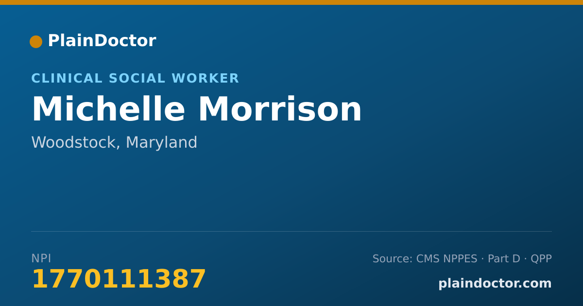 Shareable card for Michelle Morrison - Clinical Social Worker, Woodstock, MD