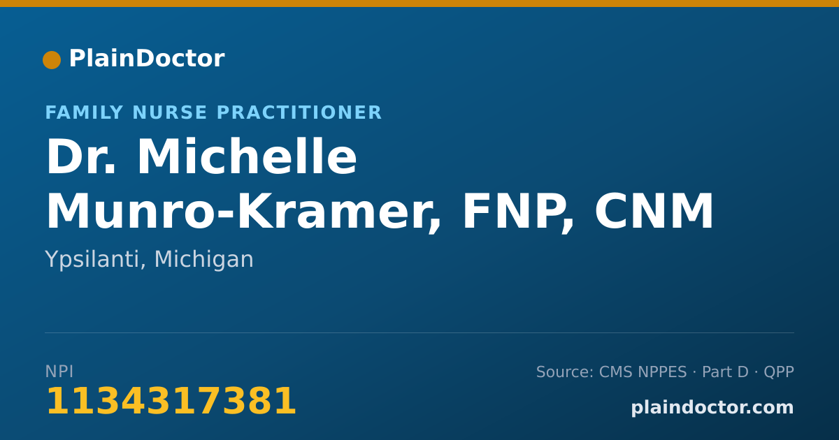 Shareable card for Michelle Munro-Kramer, FNP, CNM - Family Nurse Practitioner, Ypsilanti, MI