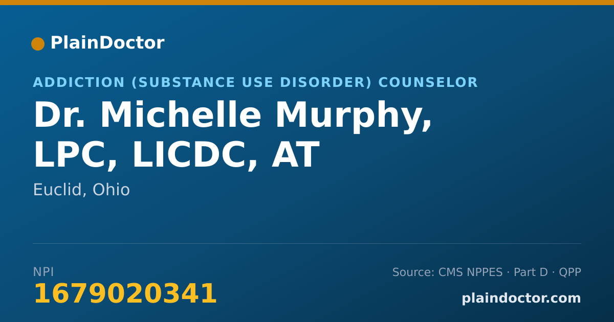 Shareable card for Michelle Murphy, LPC, LICDC, AT - Addiction (Substance Use Disorder) Counselor, Euclid, OH