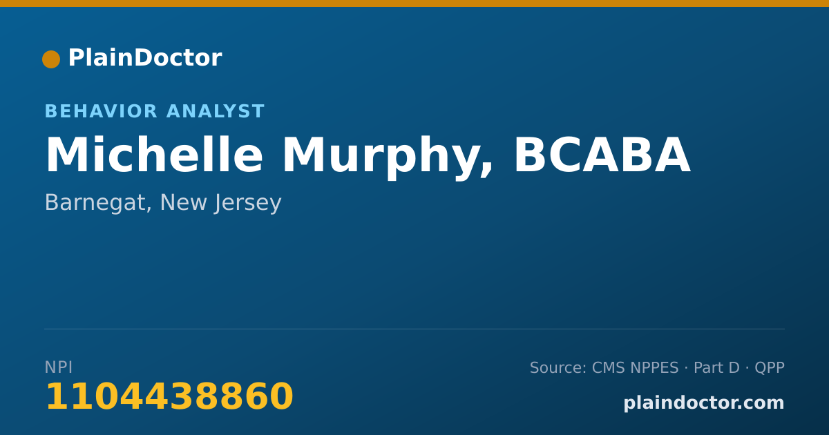 Shareable card for Michelle Murphy, BCABA - Behavior Analyst, Barnegat, NJ