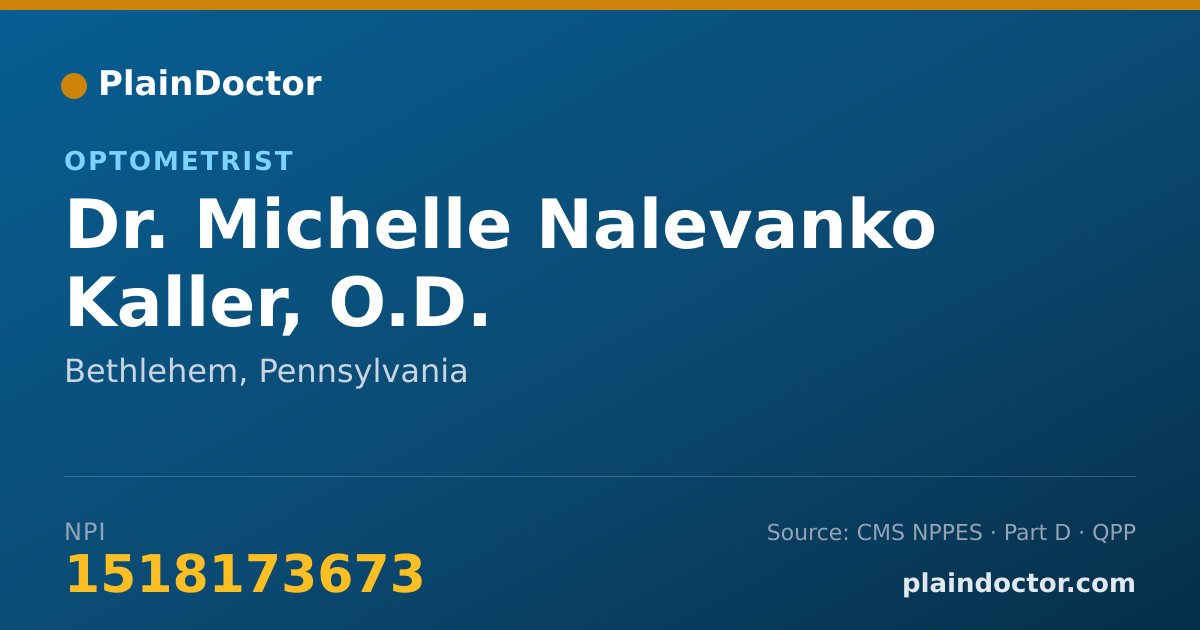Shareable card for Michelle Nalevanko Kaller, O.D. - Optometrist, Bethlehem, PA