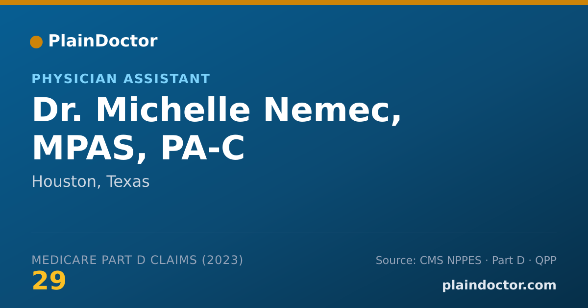 Shareable card for Michelle Nemec, MPAS, PA-C - Physician Assistant, Houston, TX