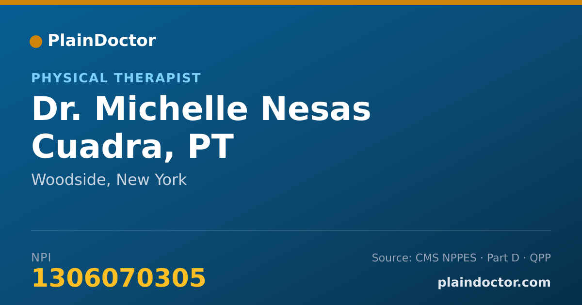 Shareable card for Michelle Nesas Cuadra, PT - Physical Therapist, Woodside, NY