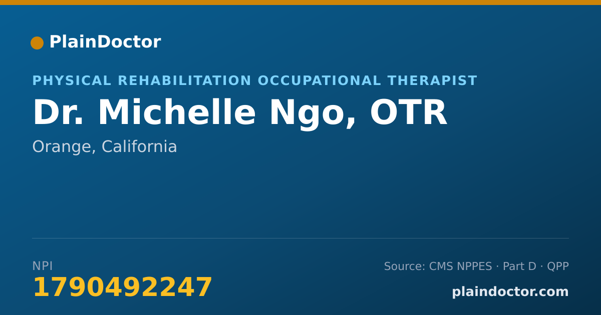 Shareable card for Michelle Ngo, OTR - Physical Rehabilitation Occupational Therapist, Orange, CA