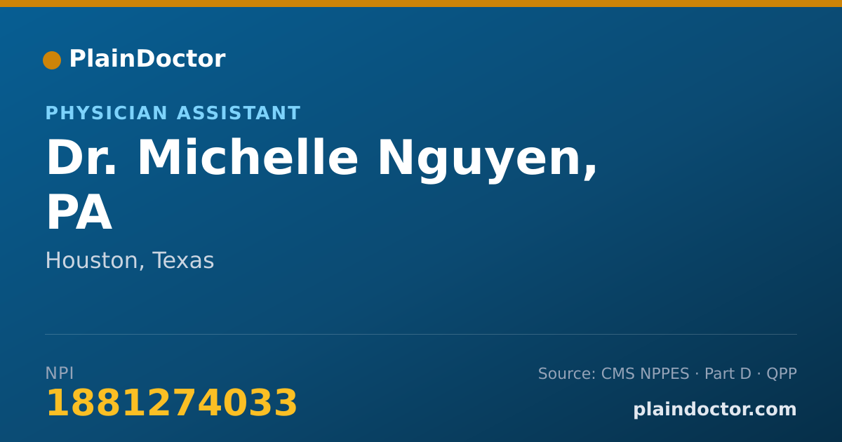 Shareable card for Michelle Nguyen, PA - Physician Assistant, Houston, TX