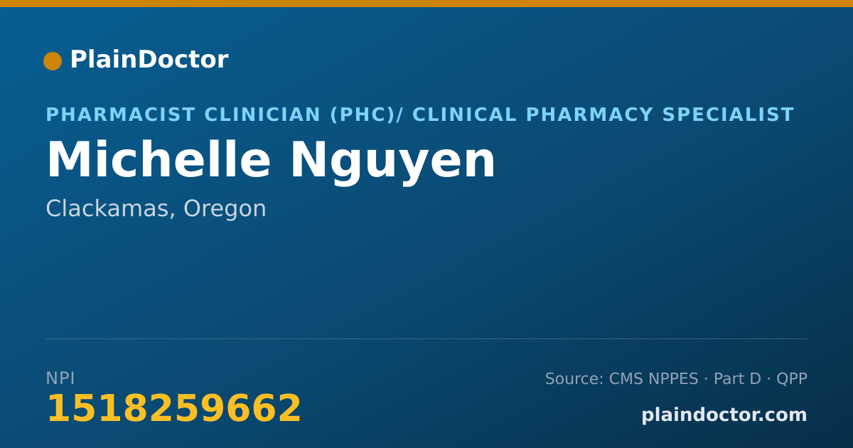 Shareable card for Michelle Nguyen - Pharmacist Clinician (PhC)/ Clinical Pharmacy Specialist, Clackamas, OR
