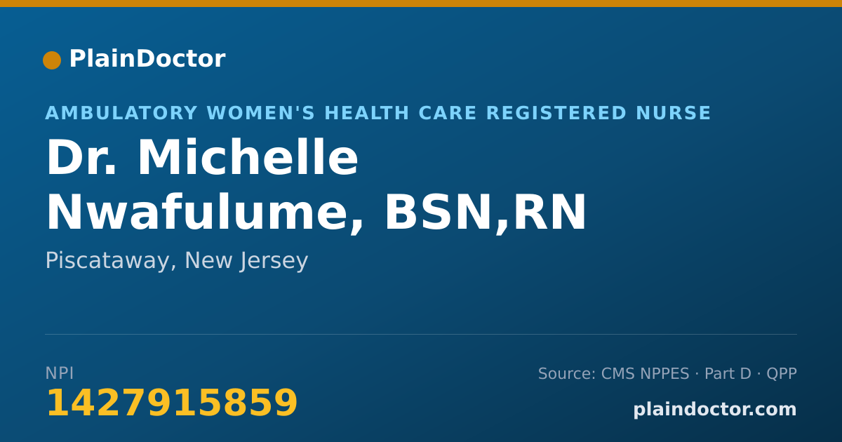 Shareable card for Michelle Nwafulume, BSN,RN - Ambulatory Women's Health Care Registered Nurse, Piscataway, NJ
