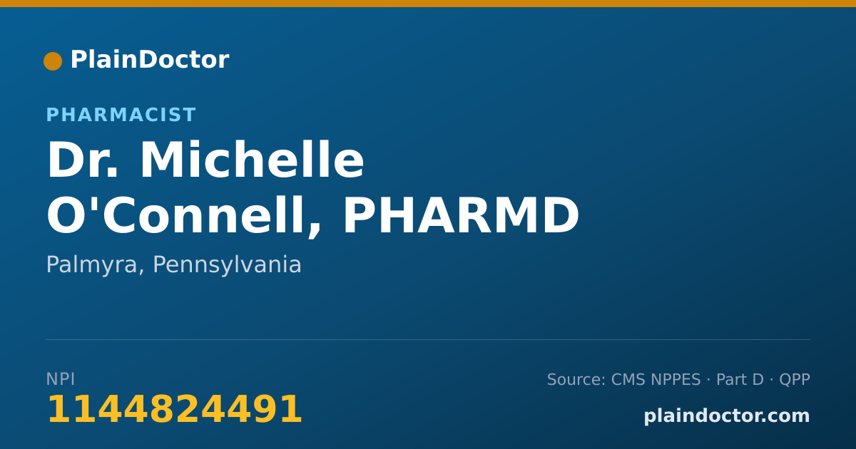 Shareable card for Michelle O'Connell, PHARMD - Pharmacist, Palmyra, PA