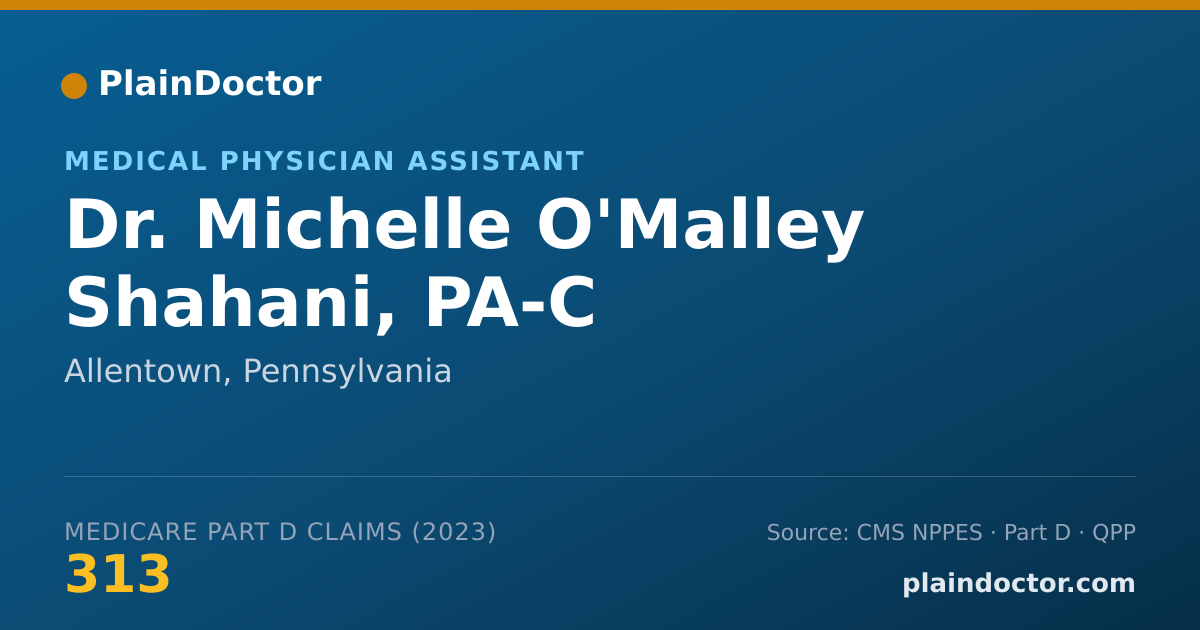 Shareable card for Michelle O'Malley Shahani, PA-C - Medical Physician Assistant, Allentown, PA
