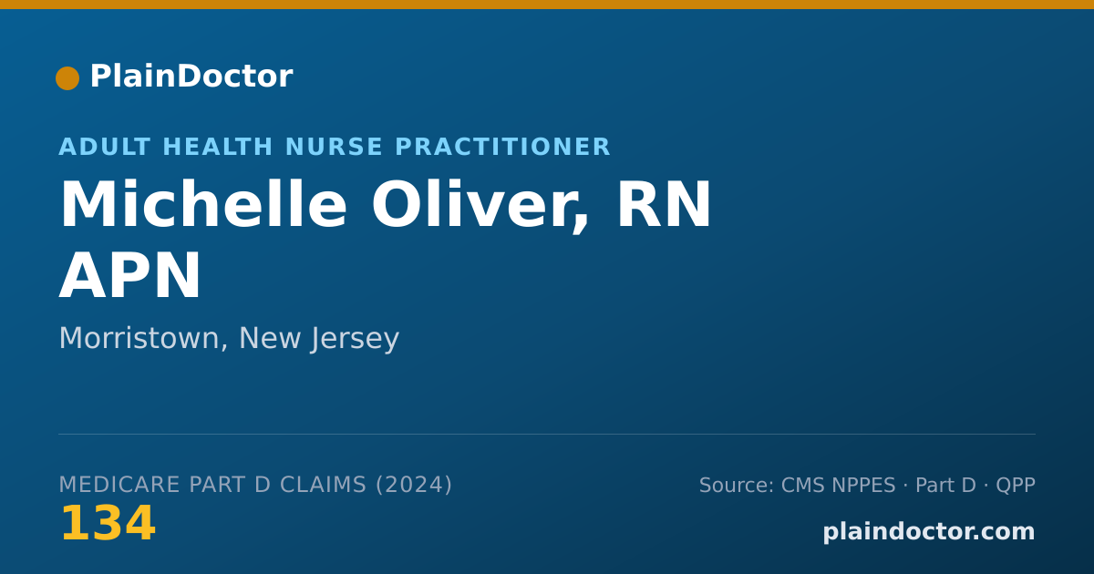 Shareable card for Michelle Oliver, RN APN - Adult Health Nurse Practitioner, Morristown, NJ