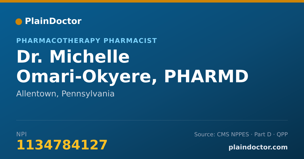 Shareable card for Michelle Omari-Okyere, PHARMD - Pharmacotherapy Pharmacist, Allentown, PA