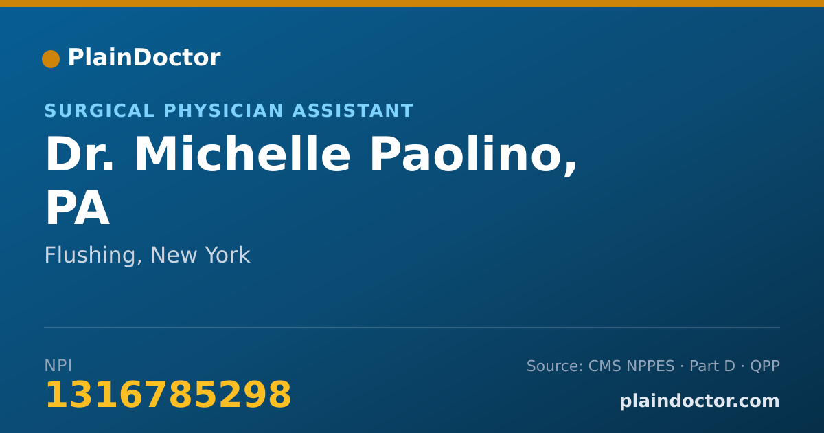 Shareable card for Michelle Paolino, PA - Surgical Physician Assistant, Flushing, NY