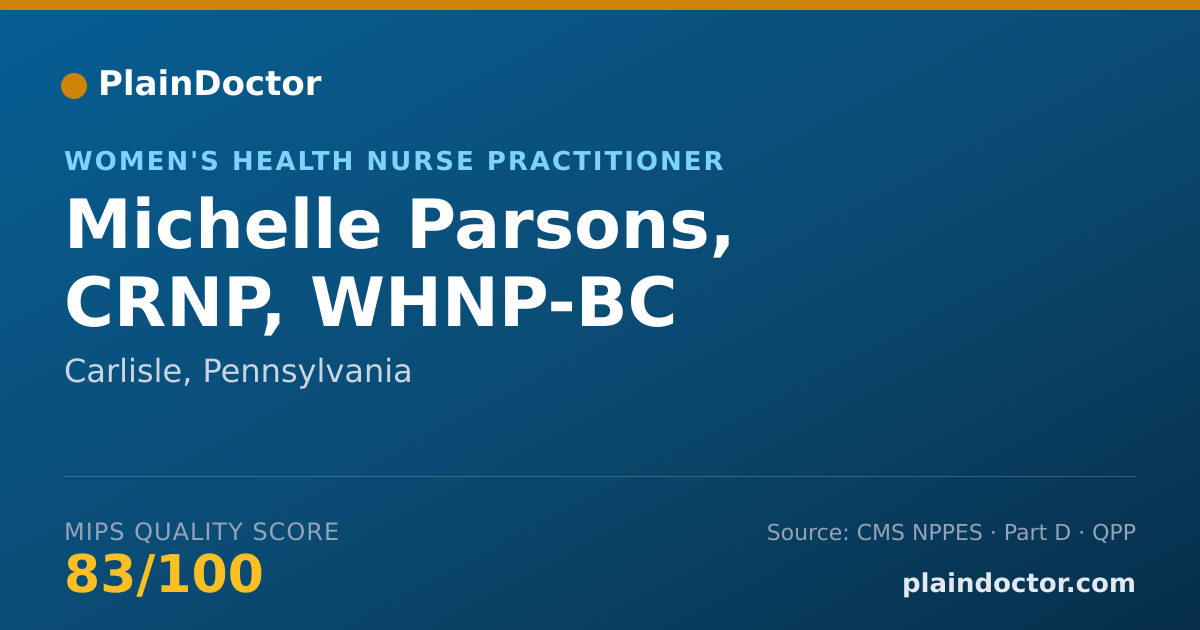 Shareable card for Michelle Parsons, CRNP, WHNP-BC - Women's Health Nurse Practitioner, Carlisle, PA