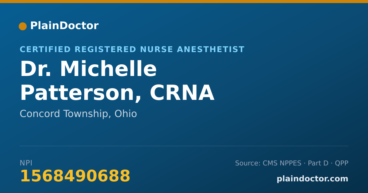 Shareable card for Michelle Patterson, CRNA - Certified Registered Nurse Anesthetist, Concord Township, OH