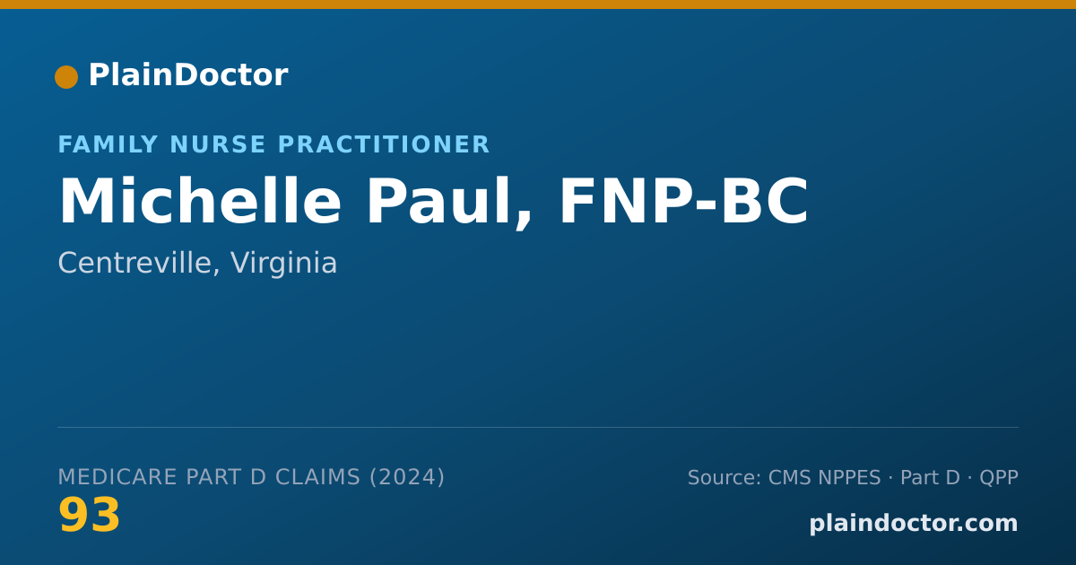 Shareable card for Michelle Paul, FNP-BC - Family Nurse Practitioner, Centreville, VA