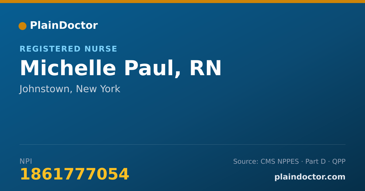 Shareable card for Michelle Paul, RN - Registered Nurse, Johnstown, NY